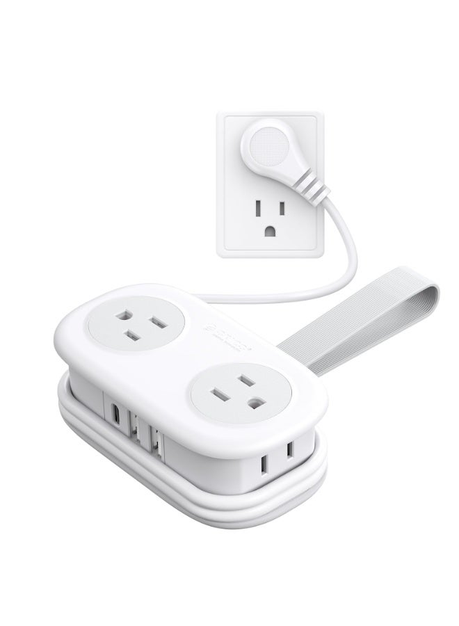 Orico Travel Power Strip, ORICO 4 Outlets 3 USB Ports (1 USB C) with 4FT Wrapped Short Extension Cord Small Power Strip, Compact Power Strip for Hotel Travel Essentials Cruise Approved Power Strip - Image 1