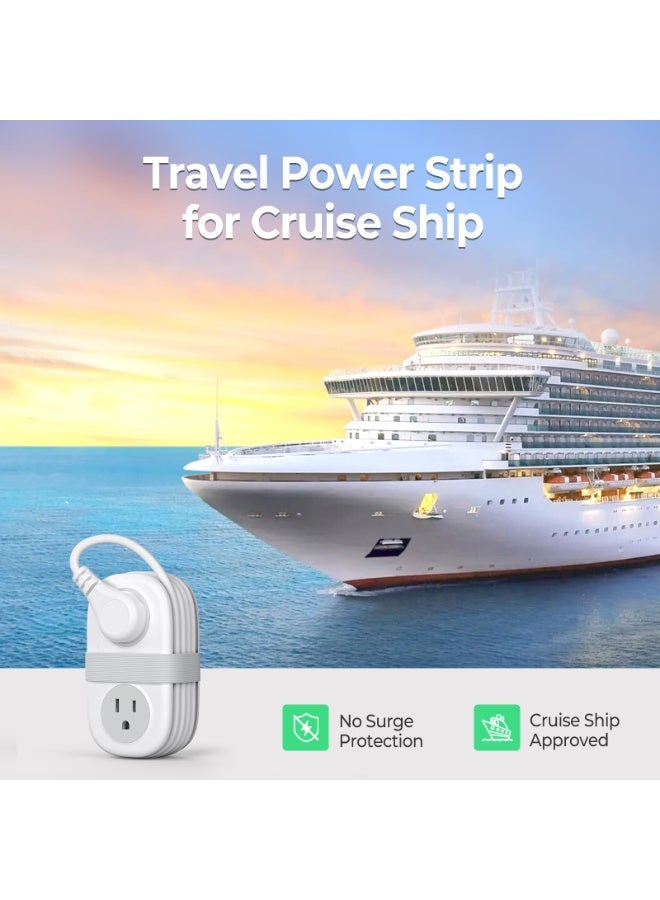 Orico Travel Power Strip, ORICO 4 Outlets 3 USB Ports (1 USB C) with 4FT Wrapped Short Extension Cord Small Power Strip, Compact Power Strip for Hotel Travel Essentials Cruise Approved Power Strip - Image 3