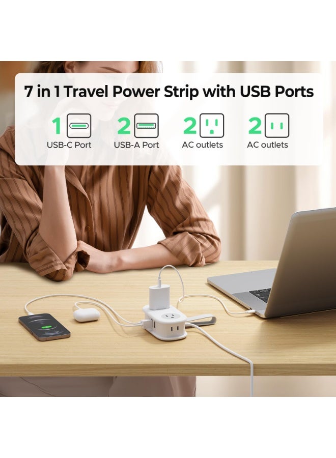 Orico Travel Power Strip, ORICO 4 Outlets 3 USB Ports (1 USB C) with 4FT Wrapped Short Extension Cord Small Power Strip, Compact Power Strip for Hotel Travel Essentials Cruise Approved Power Strip - Image 4