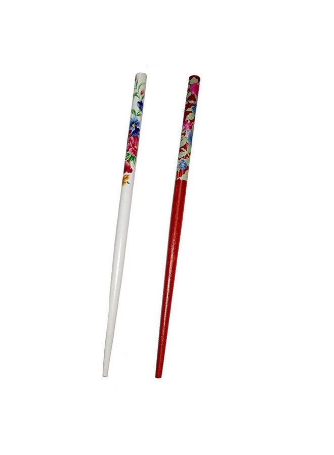 Salvus App SOLUTIONS Beautiful Wooden Handmade Multicolor Hair Pin/Bun Sticks for Women & Girls, Set of 2 - Image 1