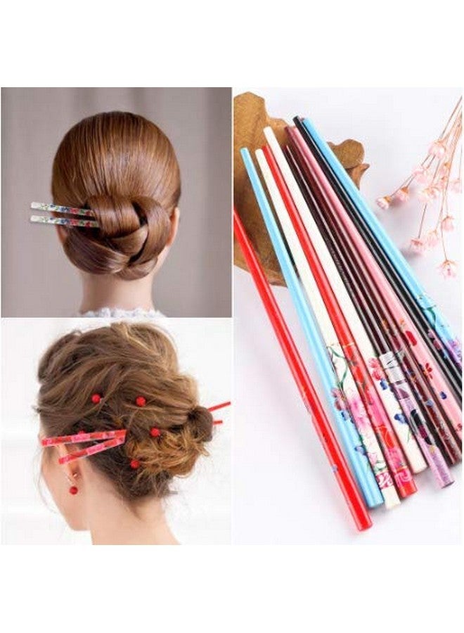 Salvus App SOLUTIONS Beautiful Wooden Handmade Multicolor Hair Pin/Bun Sticks for Women & Girls, Set of 2 - Image 5