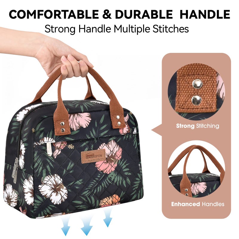 HOMESPON Insulated Lunch Bag for Women Men Adults Lunch Tote with Front Pocket Lunch Box Container Cooler Bag for Work Picnic (Floral) - Image 3