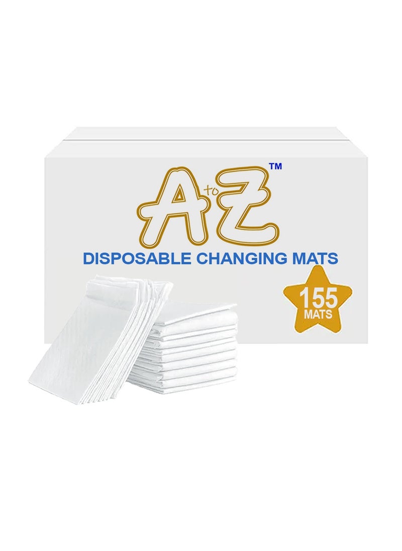 A TO Z A to Z - Disposable Changing Mat size (45cm x 60cm) Large- Premium Quality for Baby Soft Ultra Absorbent Waterproof - Pack of 155 - White  - Image 1