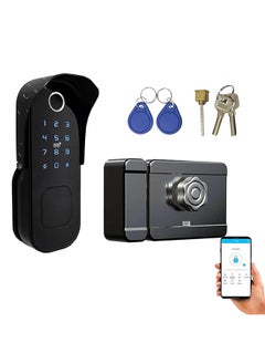 S-Color Smart Door Lock, Weatherproof Bluetooth APP Lock, TTlock Remote Control Included- Fingerprint Entry, Bluetooth, Passcode, Remote App Unlocking, Keys, 2 Smart Cards, Fits Doors 30-60mm  - Image 1