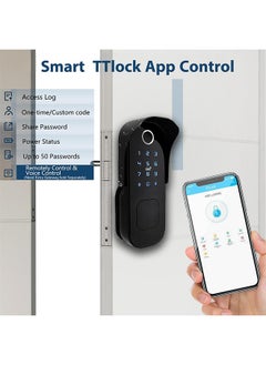 S-Color Smart Door Lock, Weatherproof Bluetooth APP Lock, TTlock Remote Control Included- Fingerprint Entry, Bluetooth, Passcode, Remote App Unlocking, Keys, 2 Smart Cards, Fits Doors 30-60mm  - Image 2