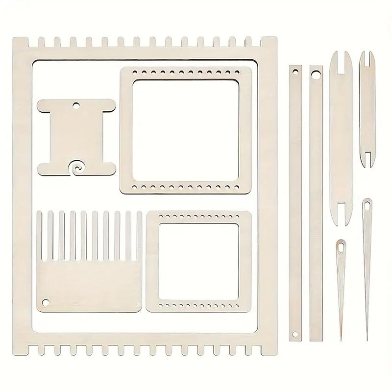 CLITHS Wooden Weaving Loom Kit for Yarn DIY Crafting Tool Set for Wall Hanging Fiber Art Tapestry Weaving Frame Loom Kit for Beginners Adults Kids Textile Projects - Image 1