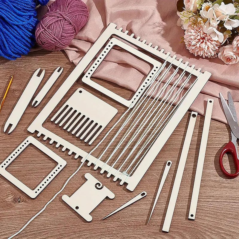 CLITHS Wooden Weaving Loom Kit for Yarn DIY Crafting Tool Set for Wall Hanging Fiber Art Tapestry Weaving Frame Loom Kit for Beginners Adults Kids Textile Projects - Image 3