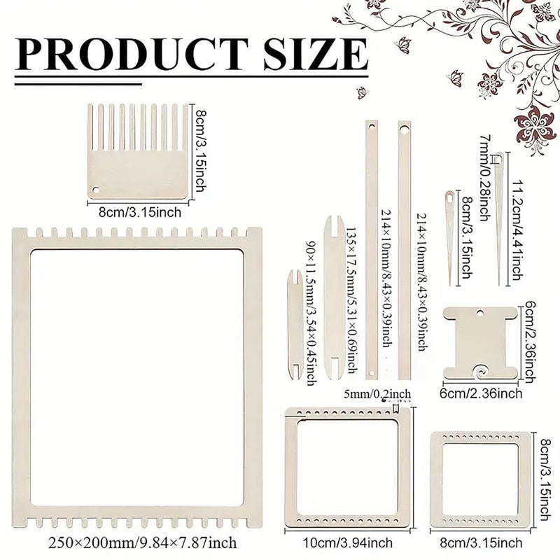 CLITHS Wooden Weaving Loom Kit for Yarn DIY Crafting Tool Set for Wall Hanging Fiber Art Tapestry Weaving Frame Loom Kit for Beginners Adults Kids Textile Projects - Image 2