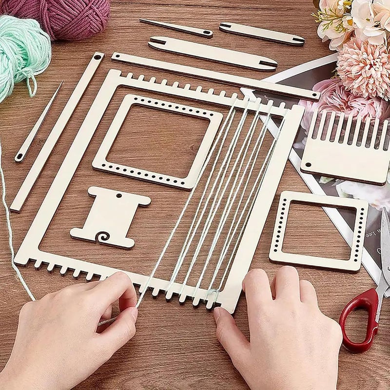 CLITHS Wooden Weaving Loom Kit for Yarn DIY Crafting Tool Set for Wall Hanging Fiber Art Tapestry Weaving Frame Loom Kit for Beginners Adults Kids Textile Projects - Image 4