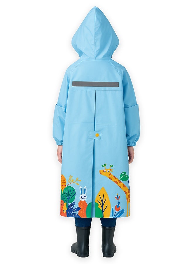 LITTLE SURPRISE BOX Little Surprise Box,  Blue Animal Print knee length Raincoat for Kids & Teens-2XL - Image 4