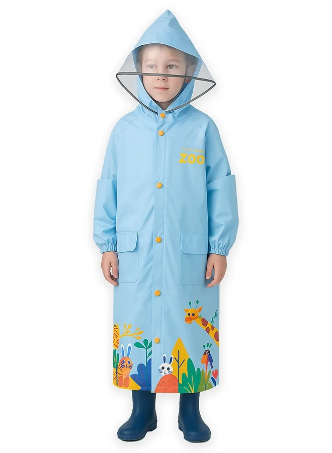 LITTLE SURPRISE BOX Little Surprise Box,  Blue Animal Print knee length Raincoat for Kids & Teens-2XL