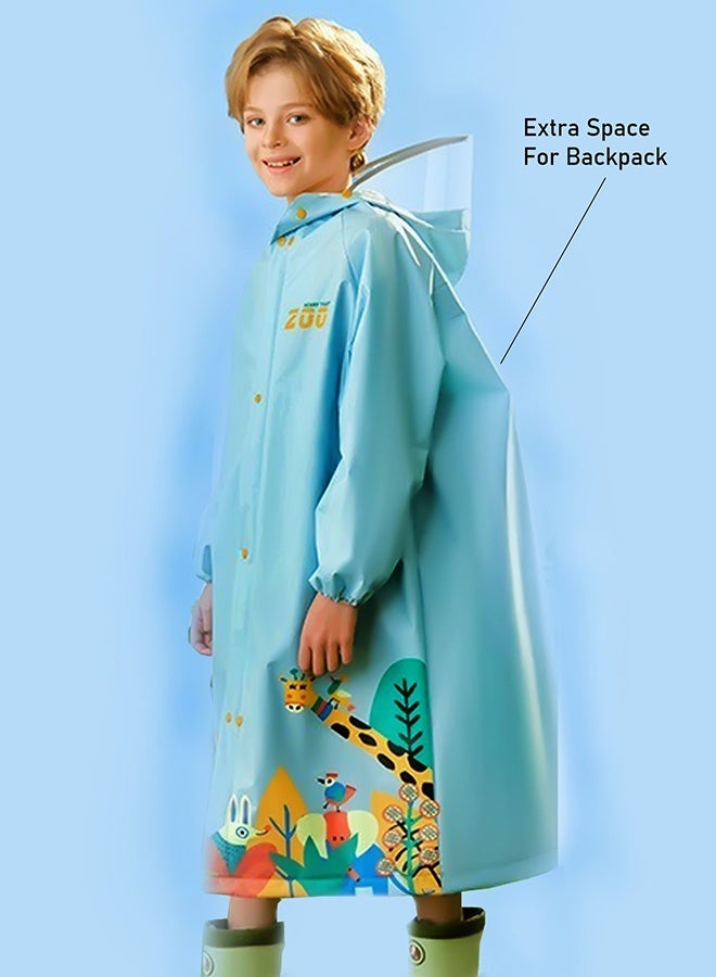 LITTLE SURPRISE BOX Little Surprise Box,  Blue Animal Print knee length Raincoat for Kids & Teens-2XL - Image 5
