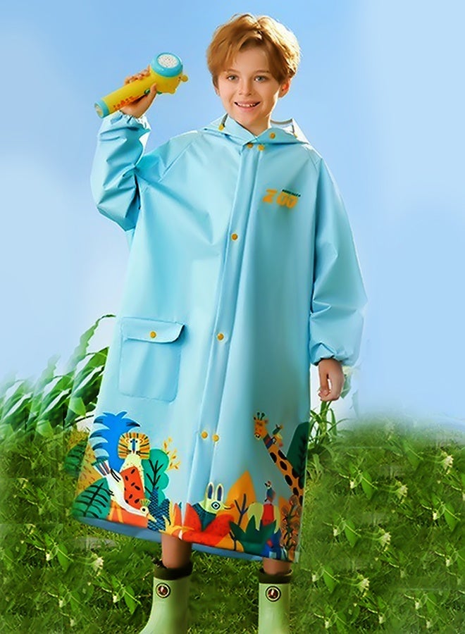 LITTLE SURPRISE BOX Little Surprise Box,  Blue Animal Print knee length Raincoat for Kids & Teens-2XL - Image 3