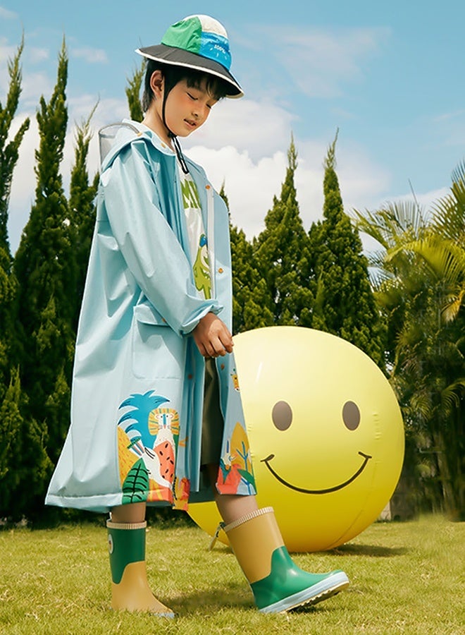 LITTLE SURPRISE BOX Little Surprise Box,  Blue Animal Print knee length Raincoat for Kids & Teens-2XL - Image 2