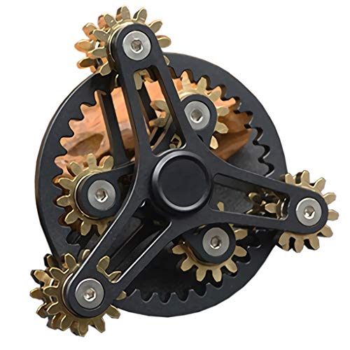 Bitopbi Pure Brass Fidget Spinner Gears Linkage Fidget Gyro Toy Metal DIY Hand Spinner Spins Long Time EDC Focus Meditation Break Bad Habits ADHD with Multiple Premium Bearings 13 Bearings Black - Image 1