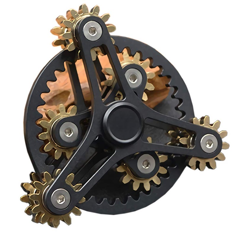 Bitopbi Pure Brass Fidget Spinner Gears Linkage Fidget Gyro Toy Metal DIY Hand Spinner Spins Long Time EDC Focus Meditation Break Bad Habits ADHD with Multiple Premium Bearings 13 Bearings Black - Image 4