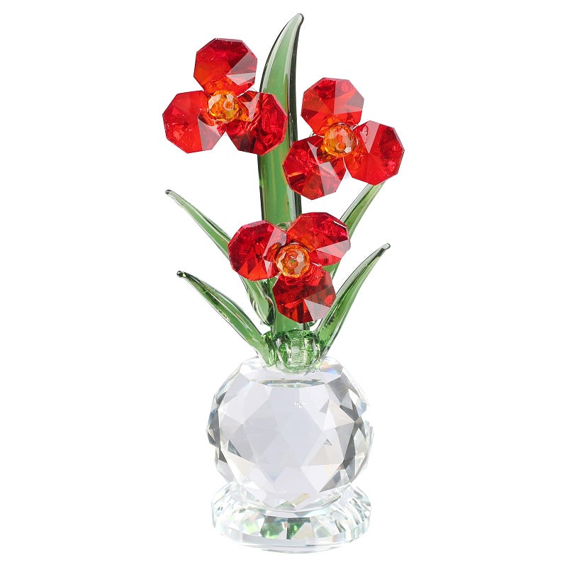 Xinkulas Crystal Orchid Flower Figurine Home Decor Suncatcher Ornament (Red) - Image 3