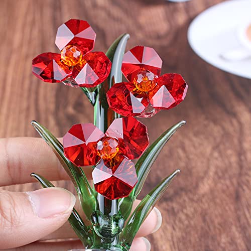 Xinkulas Crystal Orchid Flower Figurine Home Decor Suncatcher Ornament (Red) - Image 5