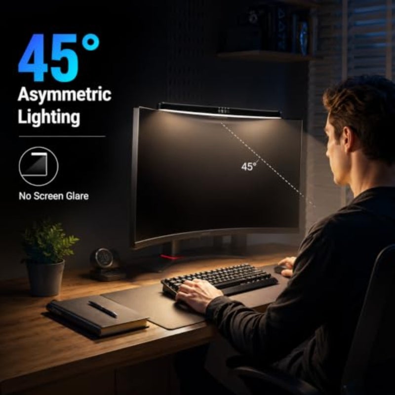 RGB Monitor Light Bar, Computer Monitor Light, Curved Computer Monitor Lamp with 7-Color RGB Adjustable+3-Color Main Light Modes, LED Screen Monitor Light Bar for Desk Home Office Gaming - Image 2