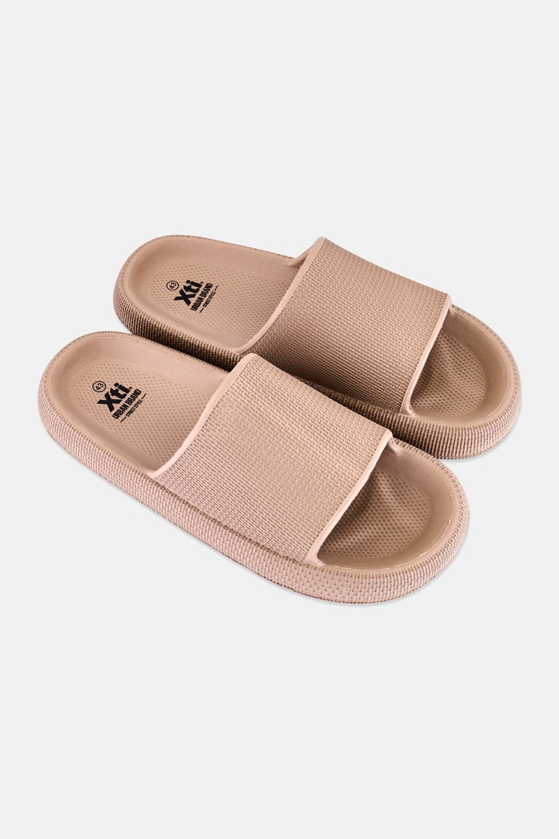 Xti Men Brand Logo Slip On Slides, Tan - Image 2