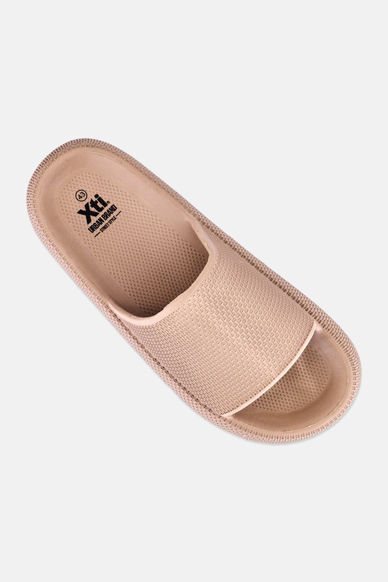 Xti Men Brand Logo Slip On Slides, Tan - Image 4