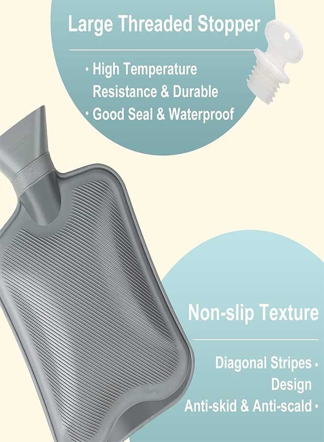 RAWAID Hot Water Bottle, Rubber Hot Water Bottle for Pain Relief, Hot Water Bag for Cramps, Bed Warmer for Hand Feet Waist - Image 2