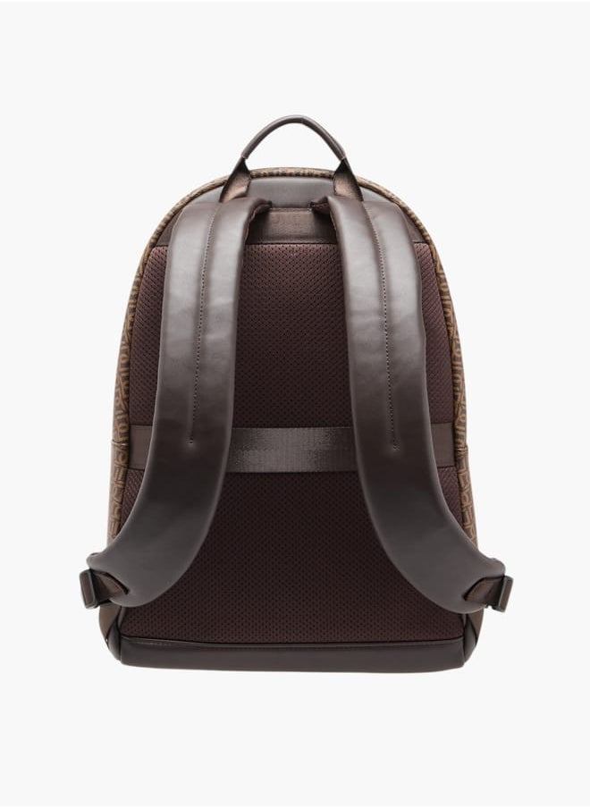 DUCHINI Monogram Print Backpack With Zip Closure And Laptop Compartment - 31X43X17 Cm  - Image 3