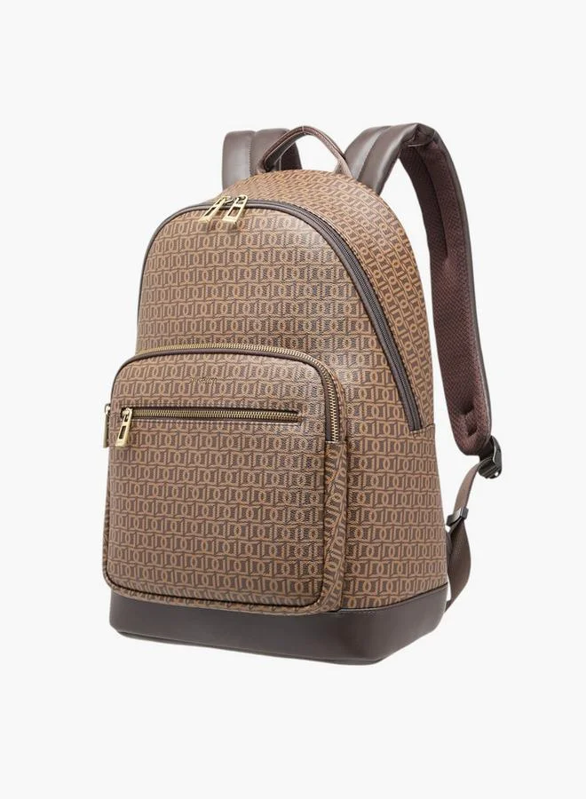 Duchini Monogram Print Backpack With Zip Closure And Laptop Compartment - 31X43X17 Cm