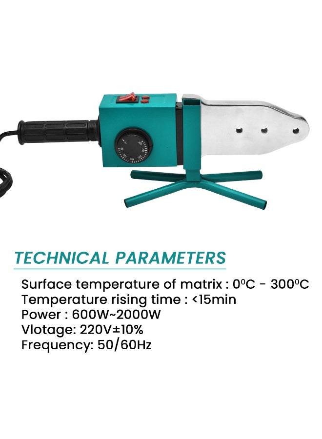 WEI HAO PPR Pipe Welding Machine Kit Model 03 – 600W–2000W Adjustable Temperature 0–300°C Plastic Welding Tool Set with 20–63mm Heating Sockets, Cutter, Gloves, Tape, Screwdriver, Level Tool, Hex Wrench, Metal Box – PPR PB PE Pipe Fusion Welder - Image 3