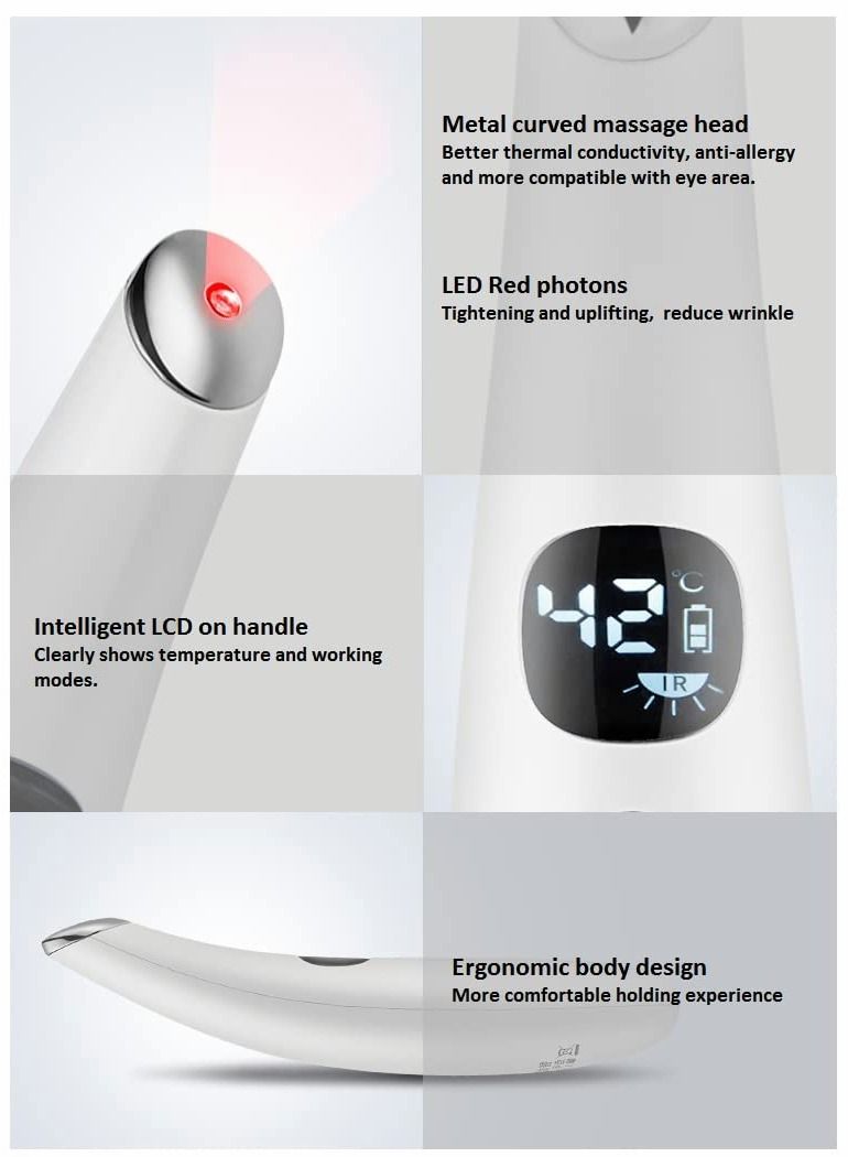 Excefore Eye & Face Massager Tool/Pen, Anti-aging Facial with Heat Vibration, for Dark Circles Puffiness Lip Fine Lines, Promote Essence Absorption (37-45°C) - Image 4