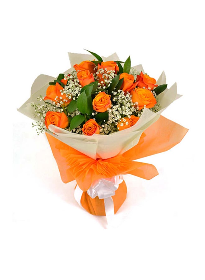 12 Orange Roses Bouquet