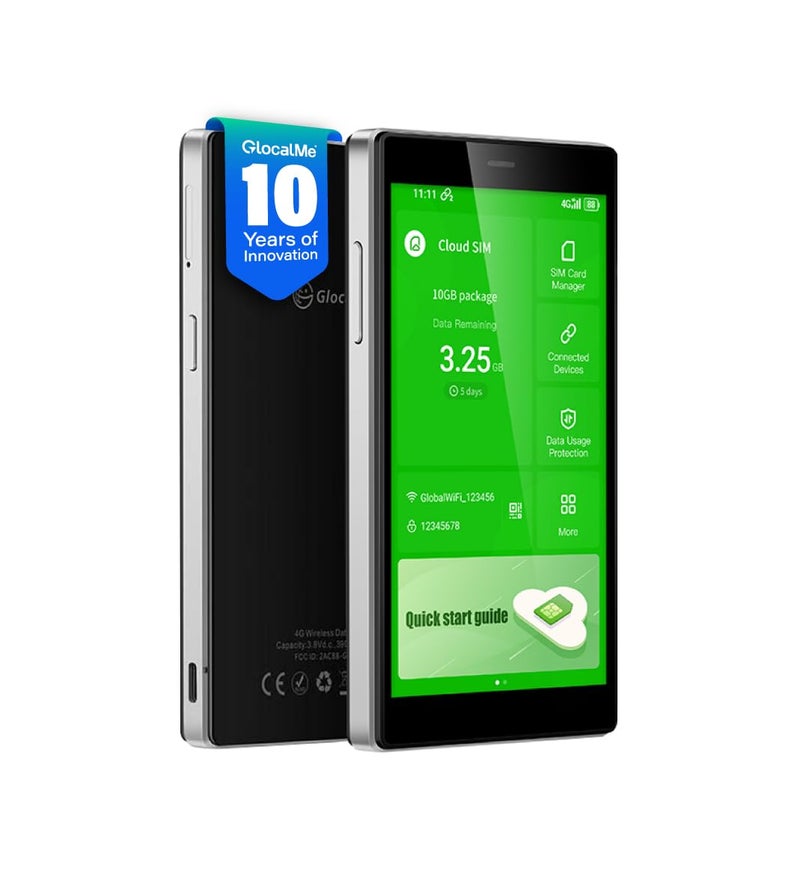 GlocalMe G4 Pro 4G LTE Mobile Hotspot with Global 1GB Data, Portable WiFi Hotspot for Travel in 200+ Countries, 5" Touch Screen Hotspot Device, No SIM Card Needed, 10 Connected Devices(G4 Pro Black) - Image 1