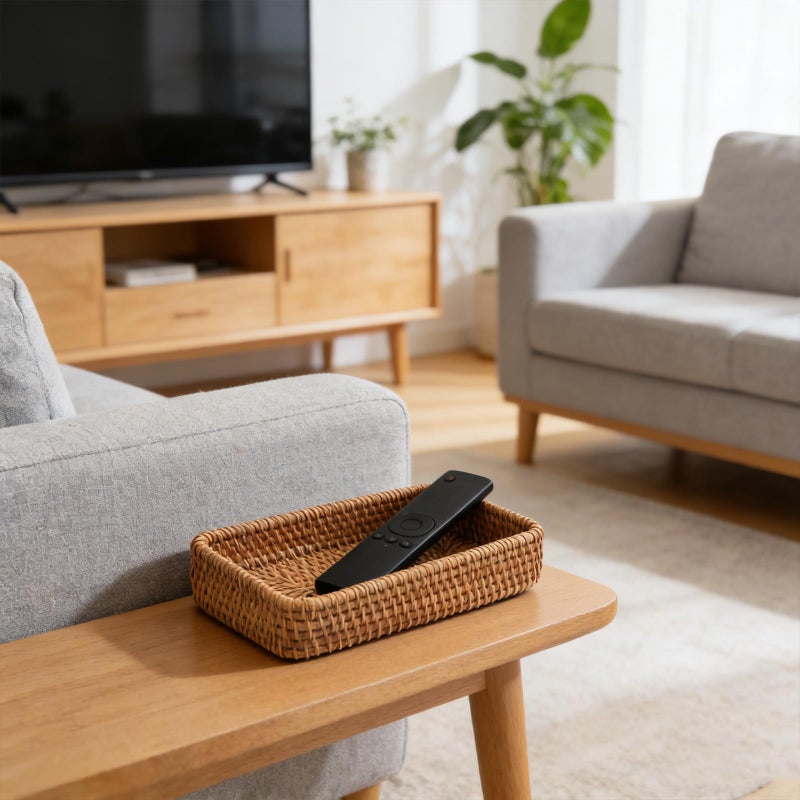 Wuyituart 8 Inch Small Rattan Basket Handwoven Serving Tray Storage Blasket Decorative Tray for Home Decor, 8.3"x4.3" - Image 3