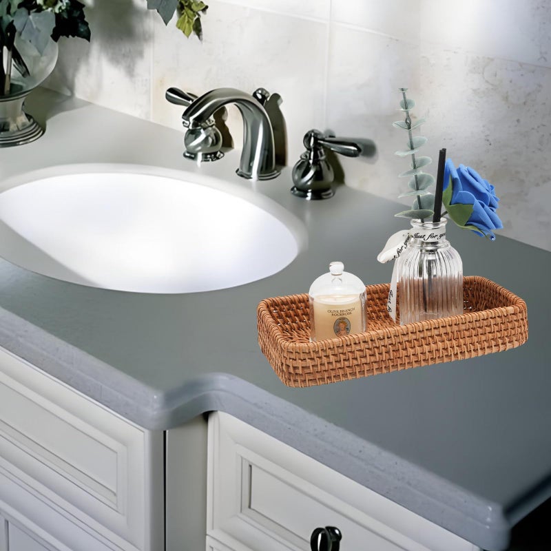 Wuyituart 8 Inch Small Rattan Basket Handwoven Serving Tray Storage Blasket Decorative Tray for Home Decor, 8.3"x4.3" - Image 5
