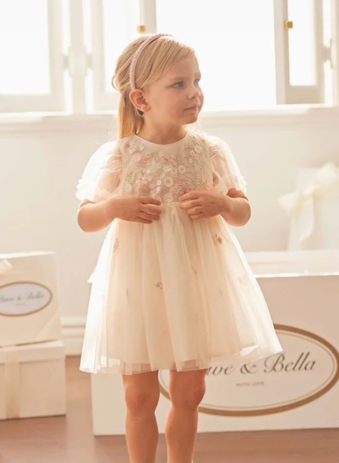 ديف اند بيلا فستان تول مطرز بالورود للبنات