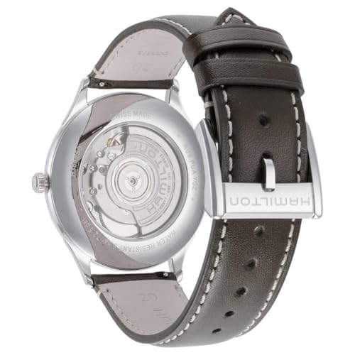 Hamilton Watch Jazzmaster Thinline Auto | Swiss Made | 40mm Stainless Steel Case | White Dial Analog Watch | Green Leather Strap (Model: H38525811) - Image 3