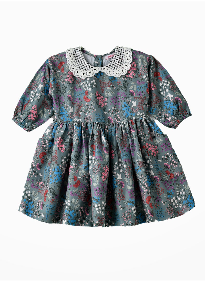 Jelliene Twirling Through Summer: Girls' Viscose Floral Sundress  - Image 1