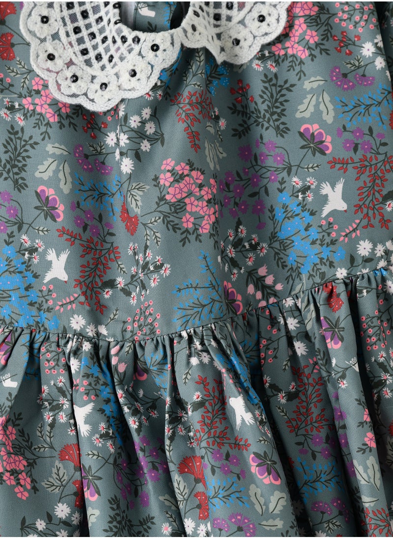 Jelliene Twirling Through Summer: Girls' Viscose Floral Sundress  - Image 3