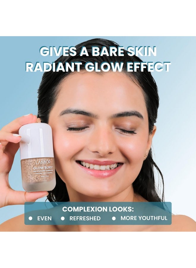 LAMIOR - Glow Burst Encapsulated Foundation 30Ml | India’S First Micro-Droplet Formula For Radiant Glow | Lightweight Ultra-Hydrating Skincare Makeup Hybrid | Long-Lasting Coverage | 98% Natural Ingredients - Image 1