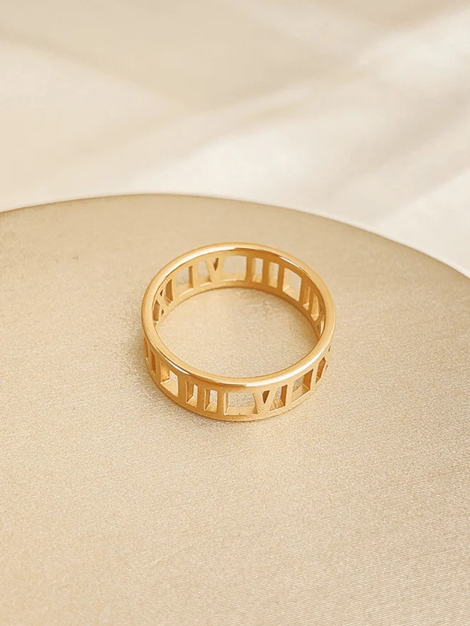 Styli  Gold Roman Numeral Ring for Women | Best Price UAE