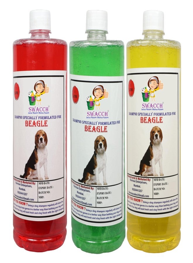 swacch شامبو سواتش، تركيبة خاصة لكلاب البيغل، عبوة 1 لتر تحتوي على 3 أنواع: الياسمين، النيم، الألوفيرا، والليمون - Image 1