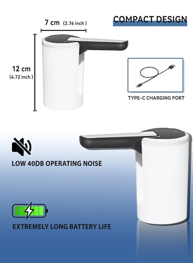 مضخة مياه كهربائية قابلة للطي وقابلة لإعادة الشحن عبر USB، موزع مياه صغير محمول مع ضوضاء منخفضة، تشغيل بلمسة واحدة للمنزل والمكتب والسفر، توافق عالمي - Image 3