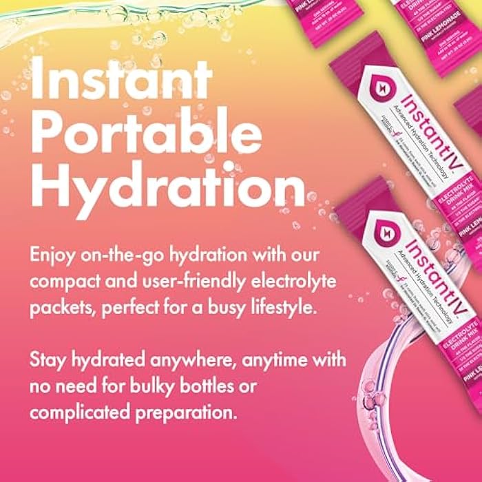 Instant IV Electrolytes Powder - 3X Electrolytes,1/2 Sugar with Vitamin C, B3, B6, Electrolytes Powder Packets for Hydration, Recovery & Immunity, Vegan & Gluten Free | Pink Lemonade - 12 Packets - Image 5