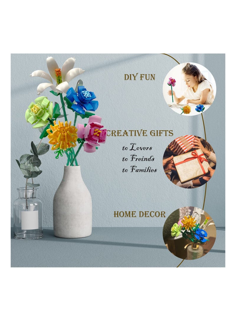 SYOSI DIY Bouquet Building Blocks Decoration Immortal Flower Arrangement Gift Home Furnishings Assembly Toy Set - Image 2
