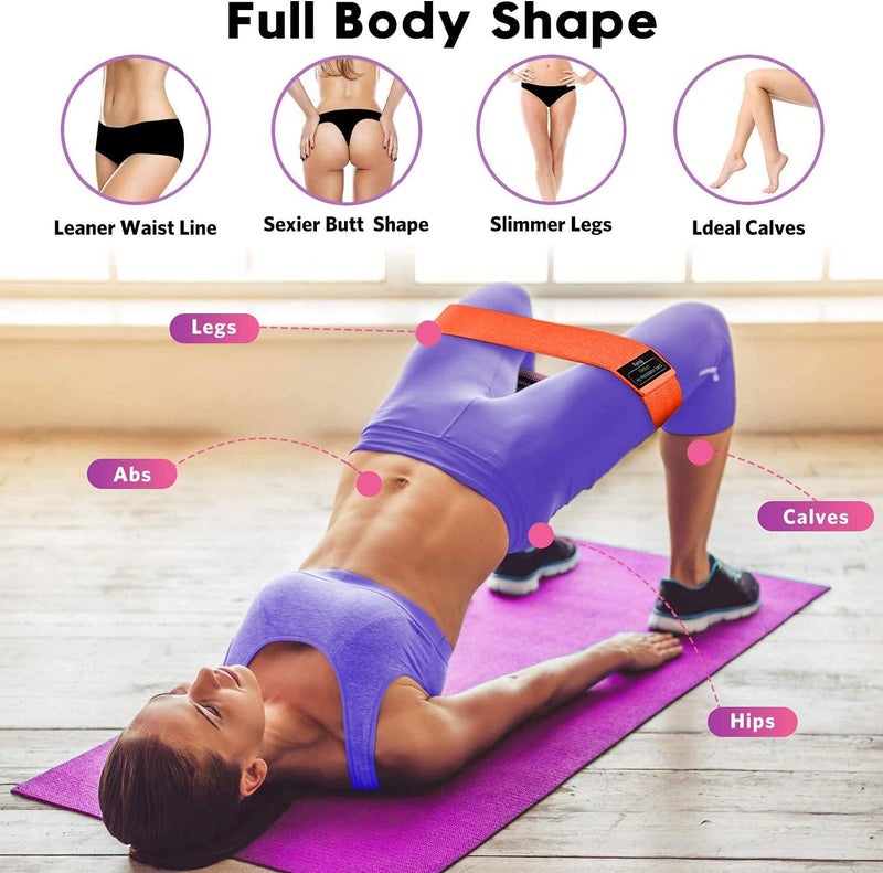 RenoJ Resistance Bands for Working Out: 3-Set Professional Exercise Bands for Pilates, Yoga, Home Gym, Booty, Leg Training | Heavy/Medium/Light Fabric Loops for Women Men - Image 4