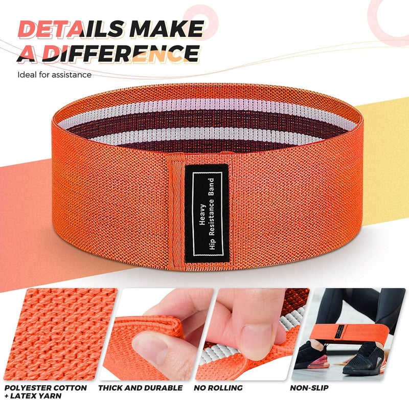 RenoJ Resistance Bands for Working Out: 3-Set Professional Exercise Bands for Pilates, Yoga, Home Gym, Booty, Leg Training | Heavy/Medium/Light Fabric Loops for Women Men - Image 2