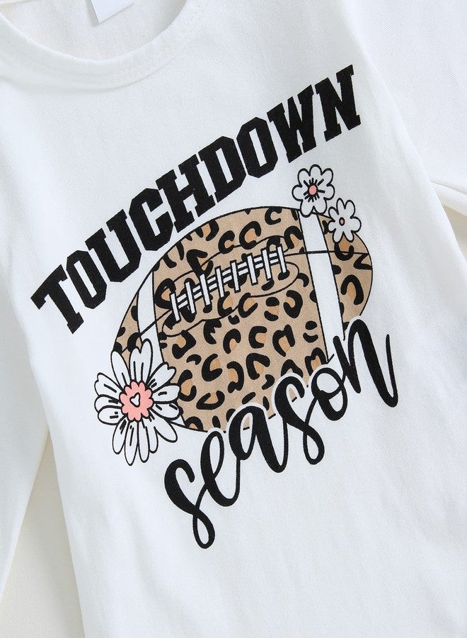 BULINGNA Newborn Baby Girl Coming Home Outfit Touchdown Football Season Bodysuit Football Flare Pants with Headband Set (White, 3-6 Months) - Image 4
