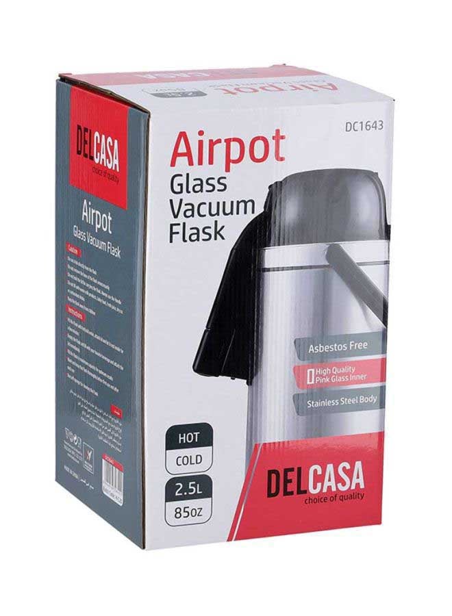 DELCASA Airpot Glass Vacuum Flask Silver/Black 20.6x20.4x34.9cm - Image 3