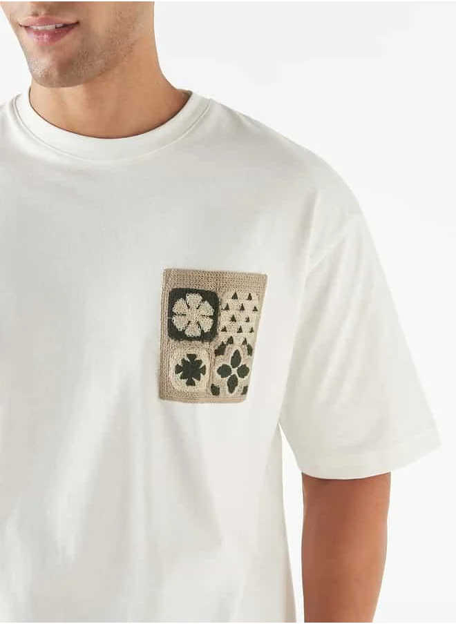 Lee Cooper Lee Cooper Embroidered Detail Oversized T-shirt with Short Sleeves