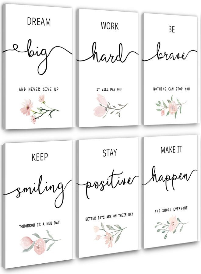 Howwii Inspirational Wall Art for Bedroom, Motivational Office Wall Art Decor, Framed Canvas Wall Art for Women, Girls, Positive Affirmations Quotes Prints, Set of 6PCS, 8"x10", FRAMED - Image 1
